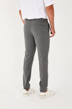 Erkek Jogger Slim Fit Bel Yarım Lastikli Likralı Kumaş Pantolon - Koyu Gri