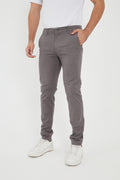 Erkek Kışlık Slim Fit Likralı Chino Pantolon - Gri