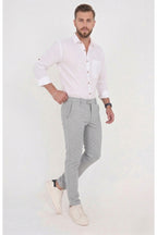 Erkek Comfort Slim Fit Esnek Dokuma Kumaş Pantolon - Gri