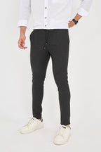 Erkek Jogger Slim Fit Bel Yarım Lastikli Likralı Kumaş Pantolon - Antrasit
