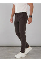Erkek Comfort Slim Fit Esnek Dokuma Kumaş Pantolon - Kahverengi