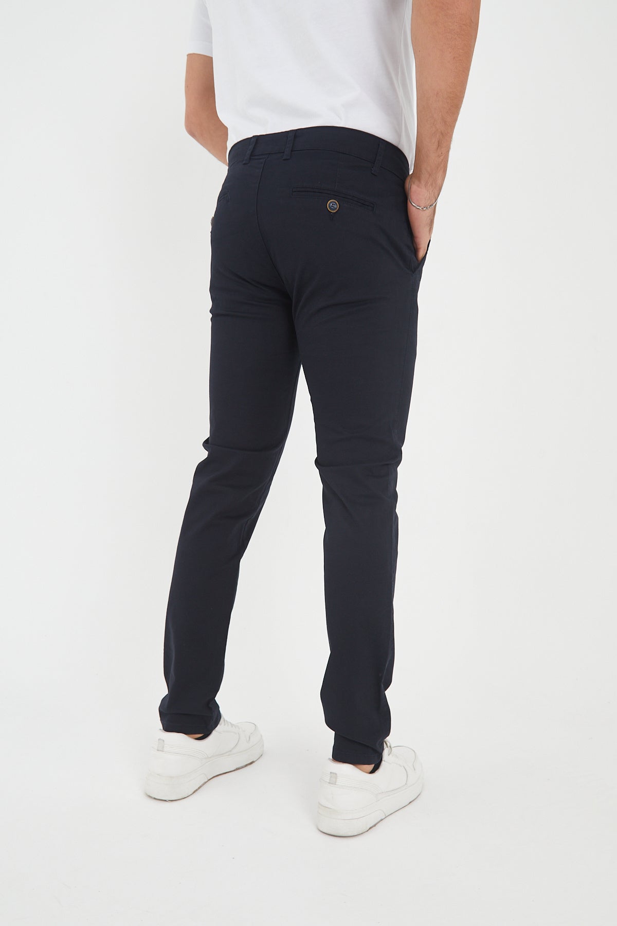 Erkek Kışlık Slim Fit Likralı Chino Pantolon - Lacivert