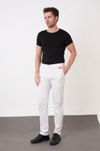 Erkek Regular Fit Geniş Kesim Likralı Pamuklu Chino Kanvas Pantolon - Taş
