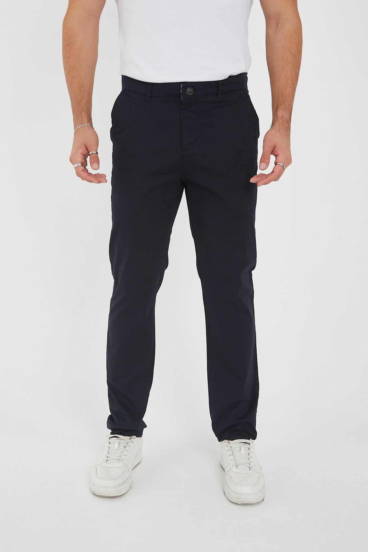 Erkek Kışlık Regular Fit Likralı Gabardin Chino Pantolon - Lacivert