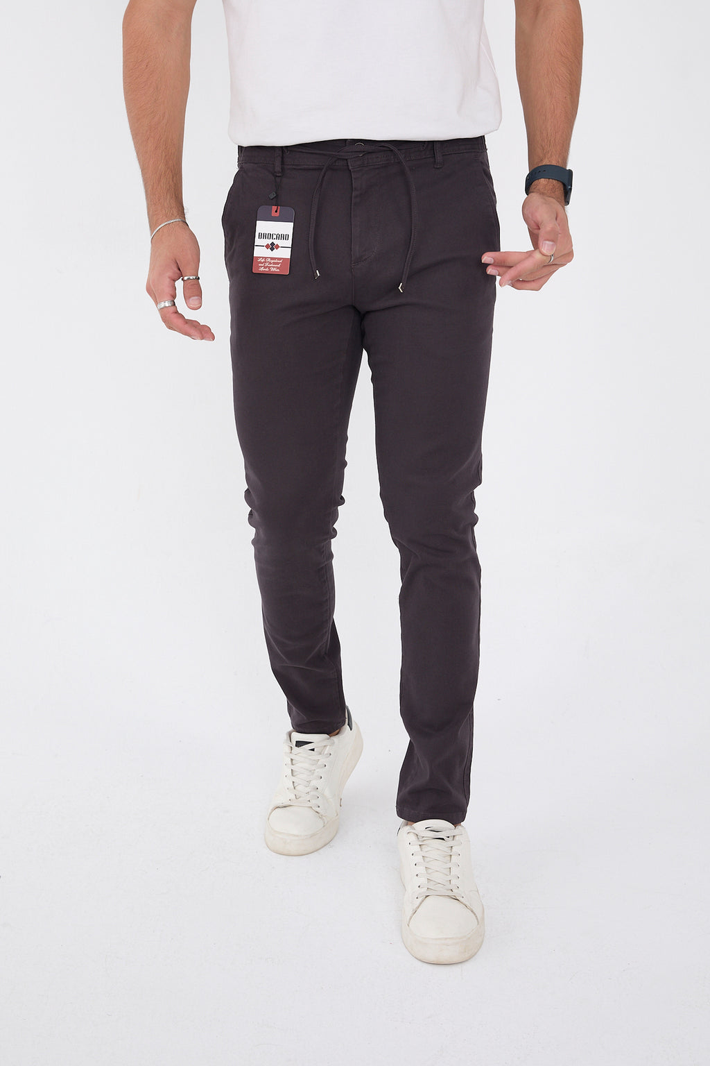 Erkek Mevsimlik Jogger Slim Fit Bel Yarım Lastikli Likralı Keten Pantolon - Antrasit