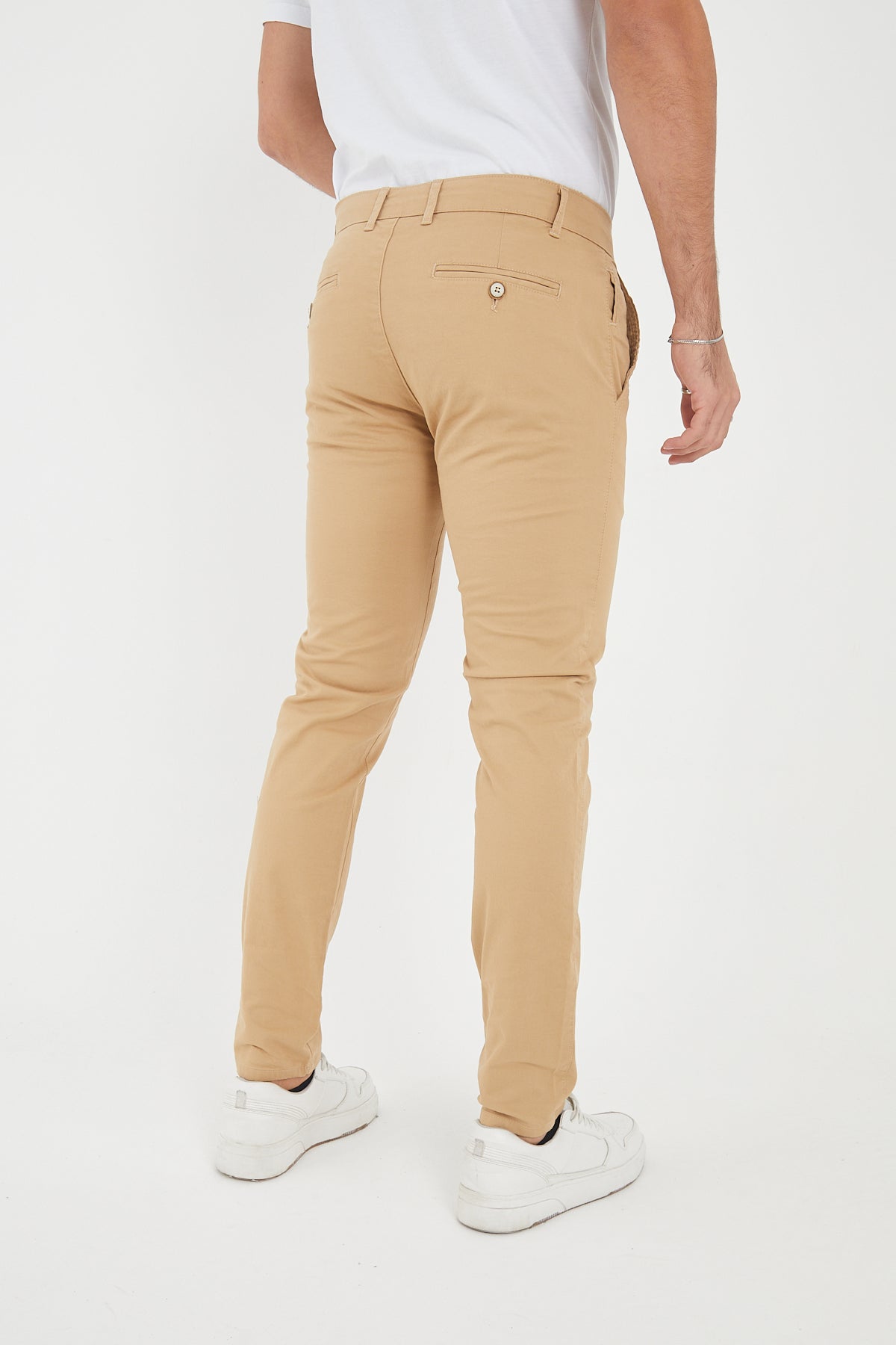 Erkek Kışlık Slim Fit Likralı Chino Pantolon - Bej