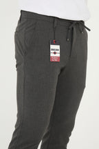 Erkek Jogger Slim Fit Bel Yarım Lastikli Duble Paça Kumaş Pantolon - Antrasit