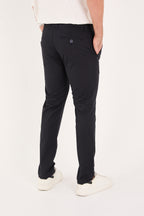 Erkek Slim Fit Dar Kesim Likralı Pamuklu Chino Kanvas Pantolon - Lacivert
