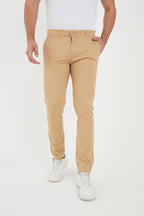 Erkek Kışlık Slim Fit Likralı Chino Pantolon - Bej