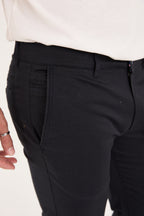 Erkek Slim Fit Dar Kesim Likralı Pamuklu Chino Kanvas Pantolon - Lacivert