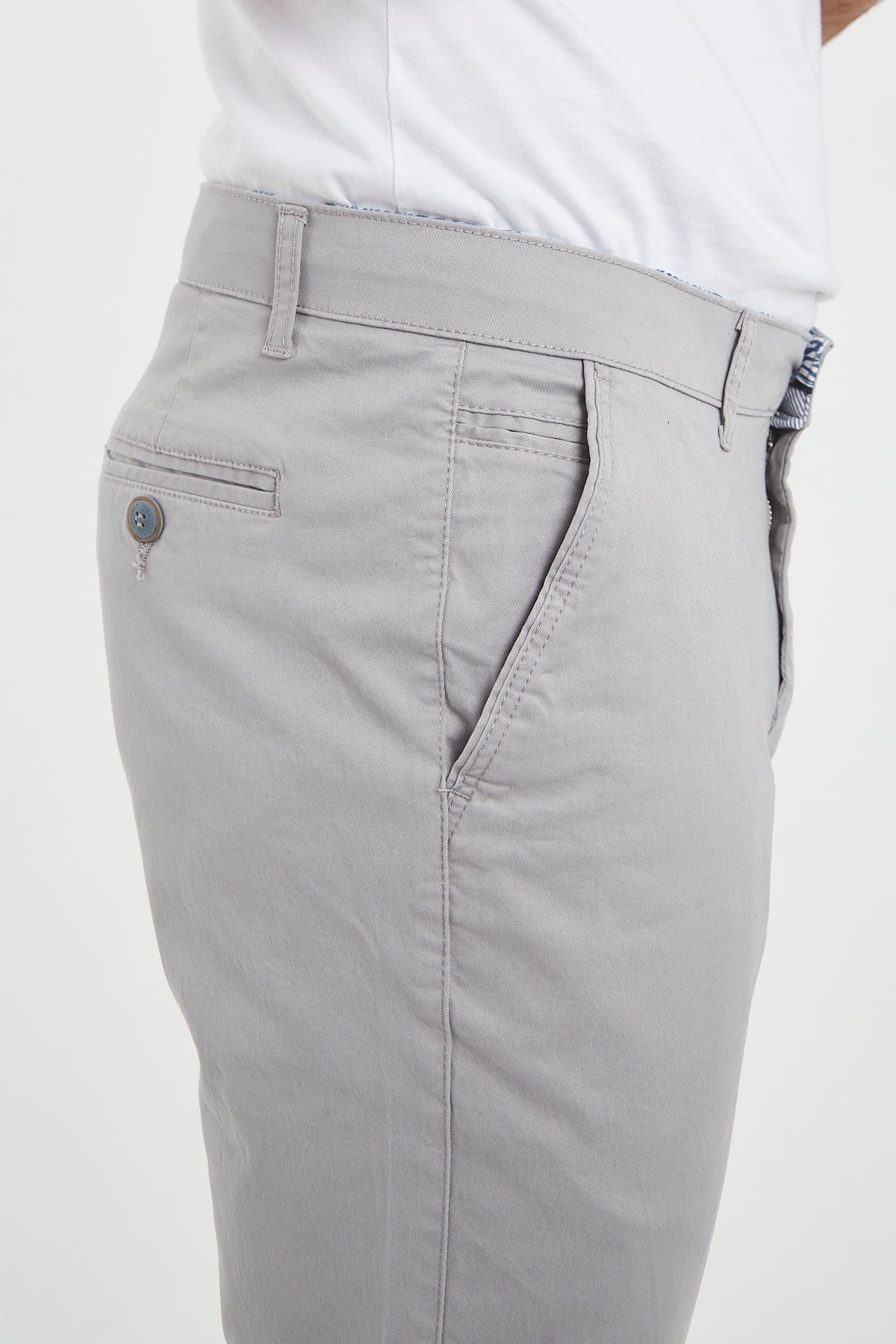 Erkek Kışlık Regular Fit Likralı Gabardin Chino Pantolon - Açık Gri