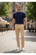 Erkek Kışlık Regular Fit Likralı Gabardin Chino Pantolon - Vizon
