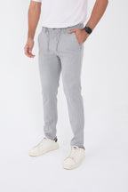 Erkek Kışlık Jogger Slim Fit Bel Yarım Lastikli Kumaş Pantolon - Gri
