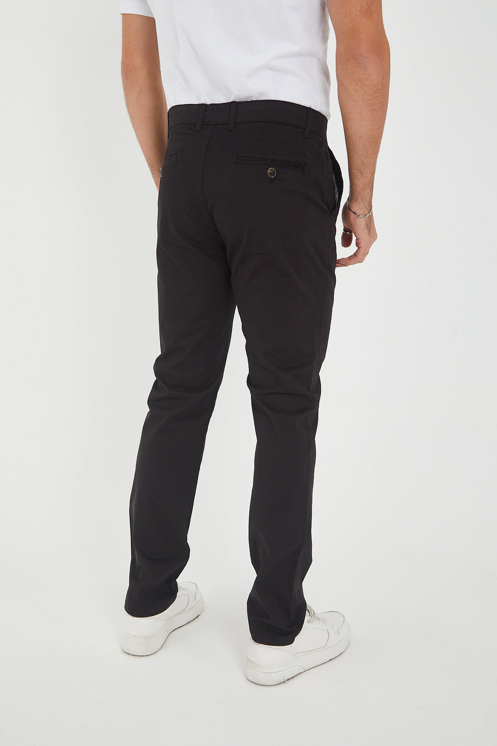 Erkek Kışlık Regular Fit Likralı Gabardin Chino Pantolon - Siyah