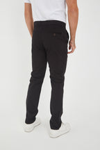 Erkek Kışlık Regular Fit Likralı Gabardin Chino Pantolon - Siyah