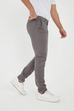 Erkek Kışlık Slim Fit Likralı Chino Pantolon - Gri
