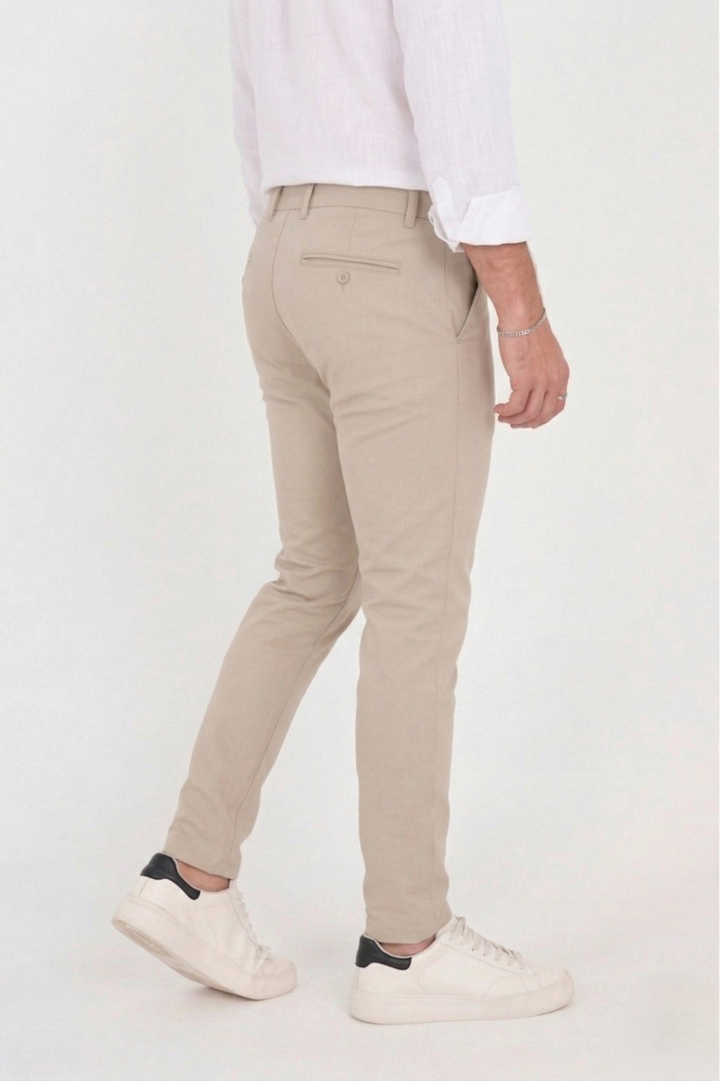 Erkek Comfort Slim Fit Esnek Dokuma Kumaş Pantolon - Bej