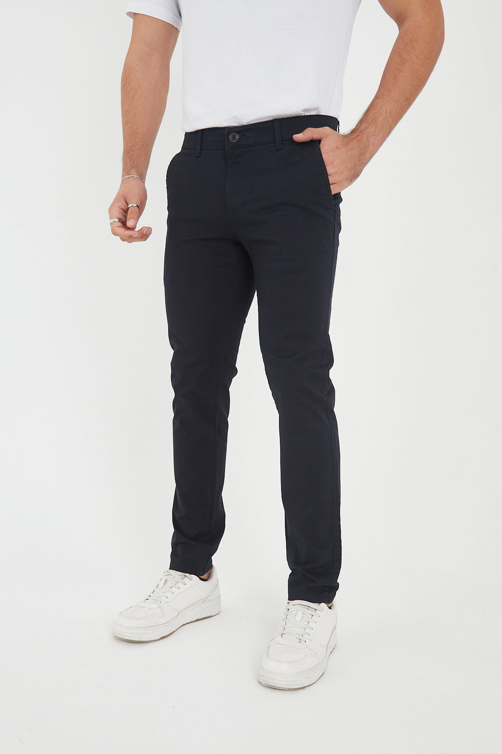 Erkek Kışlık Slim Fit Likralı Chino Pantolon - Lacivert