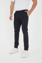Erkek Kışlık Slim Fit Likralı Chino Pantolon - Lacivert