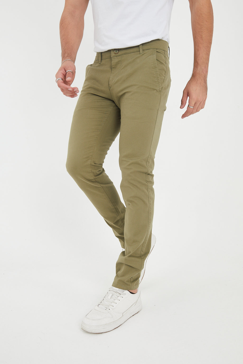 Erkek Kışlık Slim Fit Likralı Chino Pantolon - Haki