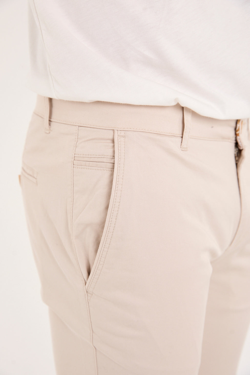 Erkek Slim Fit Dar Kesim Likralı Pamuklu Chino Kanvas Pantolon - Bej