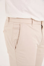Erkek Slim Fit Dar Kesim Likralı Pamuklu Chino Kanvas Pantolon - Bej