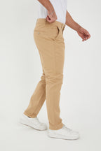 Erkek Kışlık Regular Fit Likralı Gabardin Chino Pantolon - Vizon