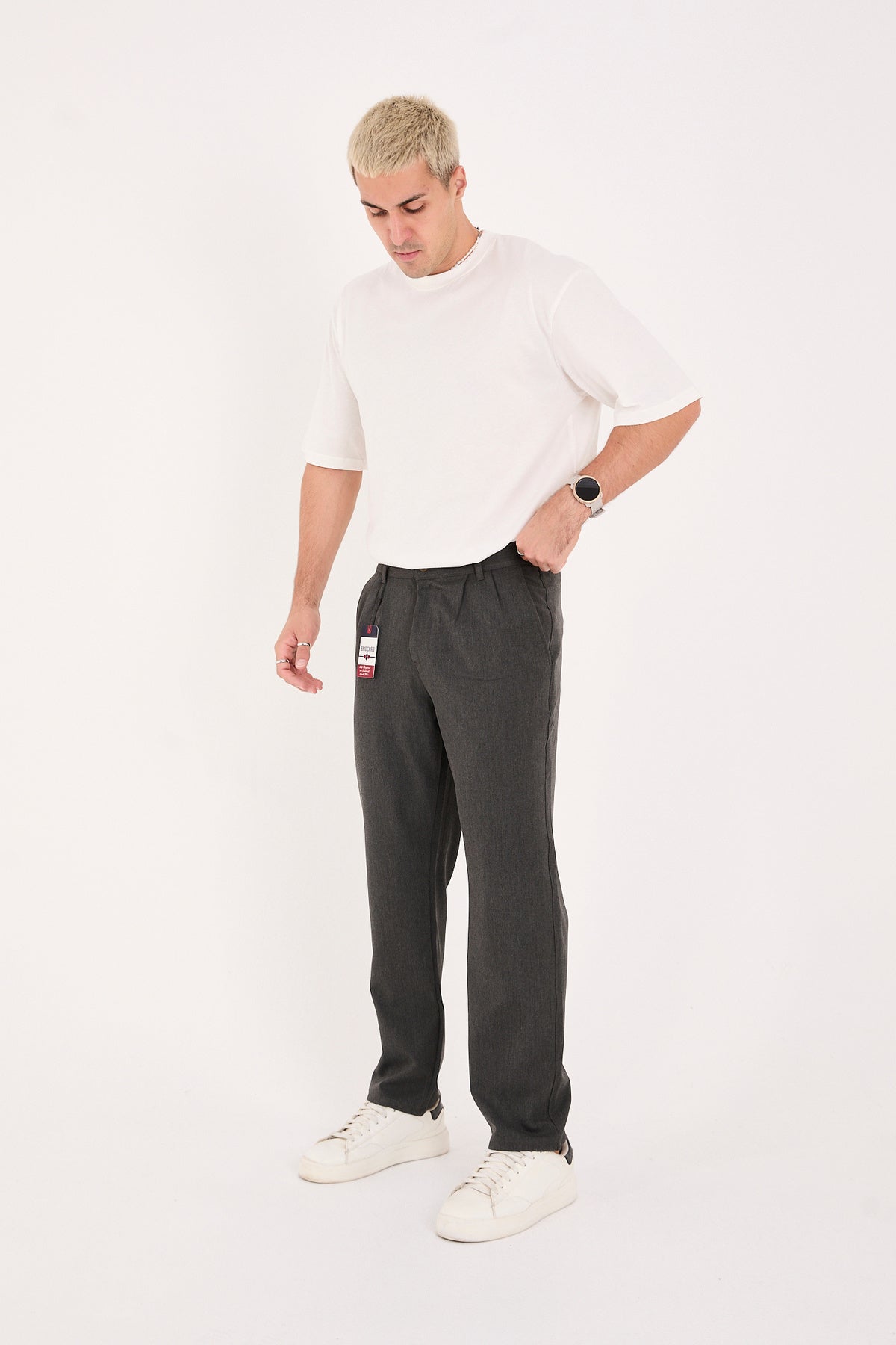 Erkek Kışlık Baggy Likralı Kumaş Pantolon - Antrasit