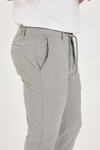 Erkek Gofre Kumaş Likralı Jogger Slim Fit Pantolon - Gri