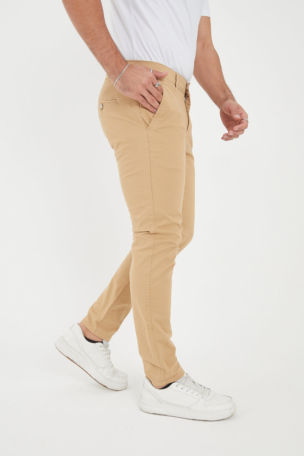 Erkek Kışlık Slim Fit Likralı Chino Pantolon - Bej