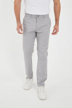 Erkek Kışlık Regular Fit Likralı Gabardin Chino Pantolon - Açık Gri