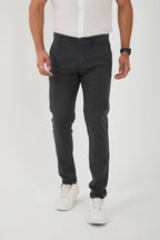 Erkek Likralı Slim Fit Chino Pantolon - Antrasit
