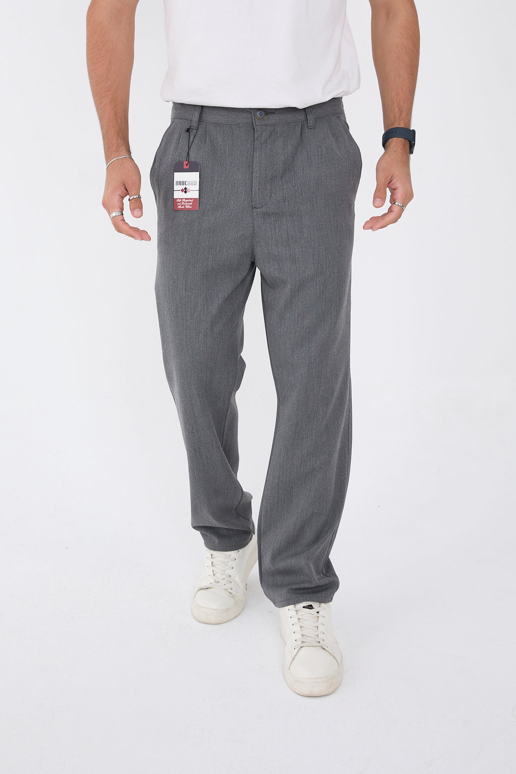 Erkek Kışlık Baggy Likralı Kumaş Pantolon - Koyu Gri