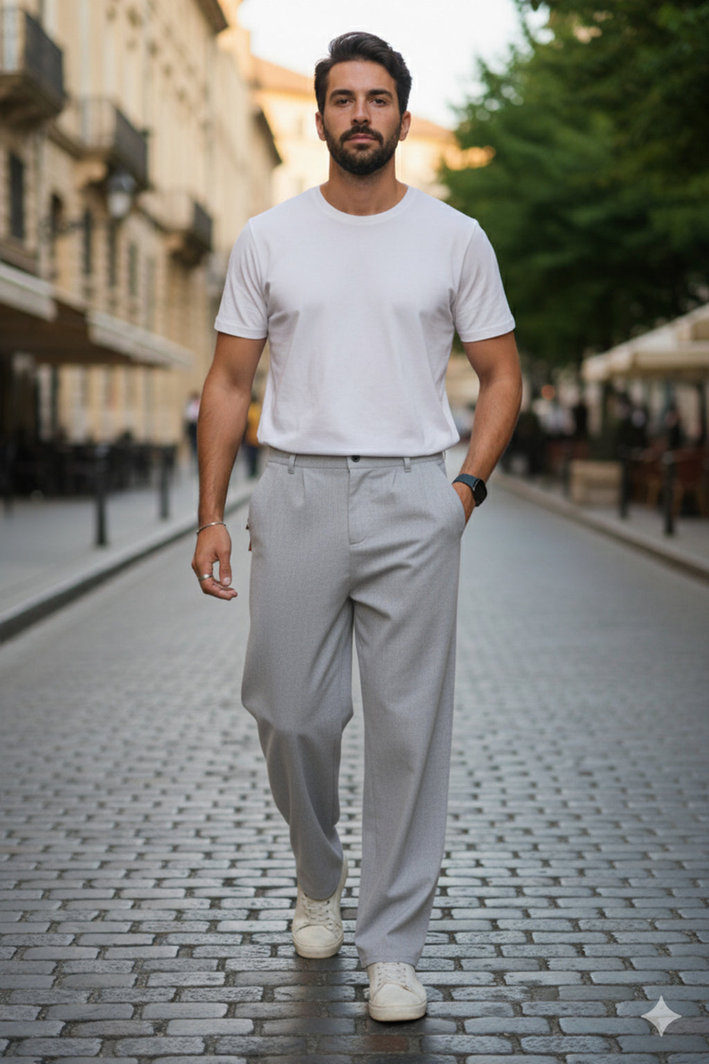 Erkek Kışlık Baggy Likralı Kumaş Pantolon - Gri