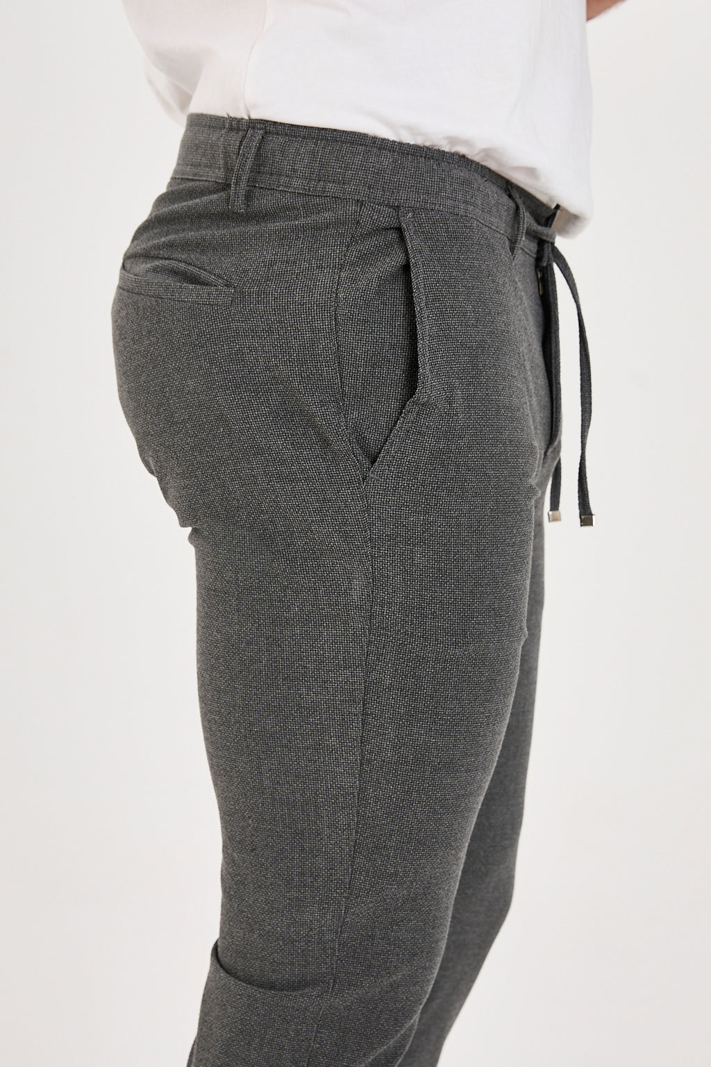 Erkek Gofre Kumaş Likralı Jogger Slim Fit Pantolon - Antrasit