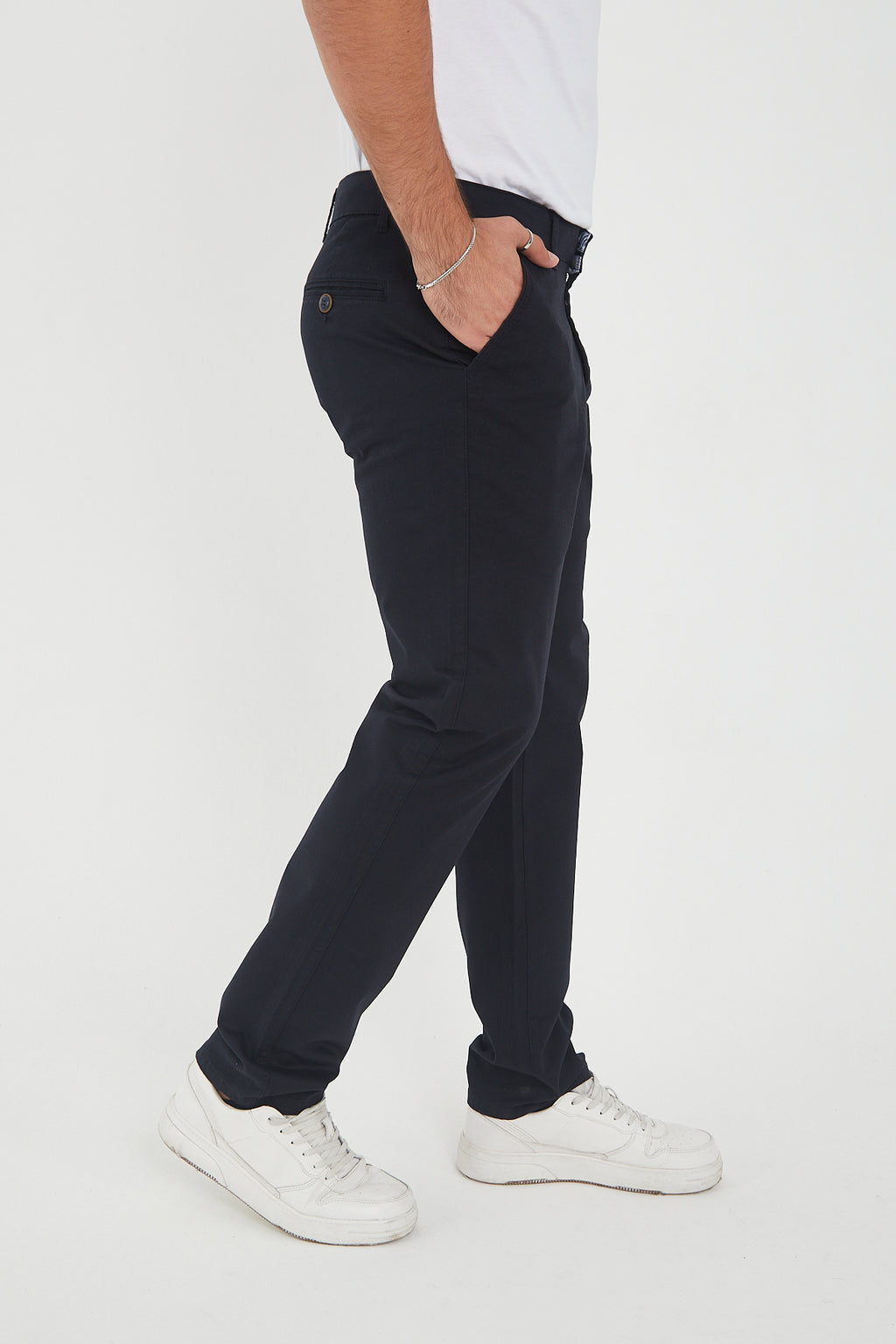 Erkek Kışlık Regular Fit Likralı Gabardin Chino Pantolon - Lacivert