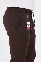 Erkek Kışlık Jogger Slim Fit Bel Yarım Lastikli Kumaş Pantolon - Kahverengi
