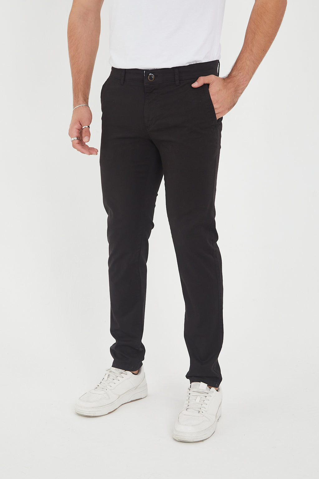 Erkek Kışlık Slim Fit Likralı Chino Pantolon - Siyah