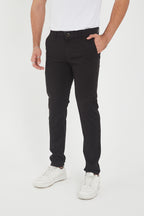 Erkek Kışlık Slim Fit Likralı Chino Pantolon - Siyah