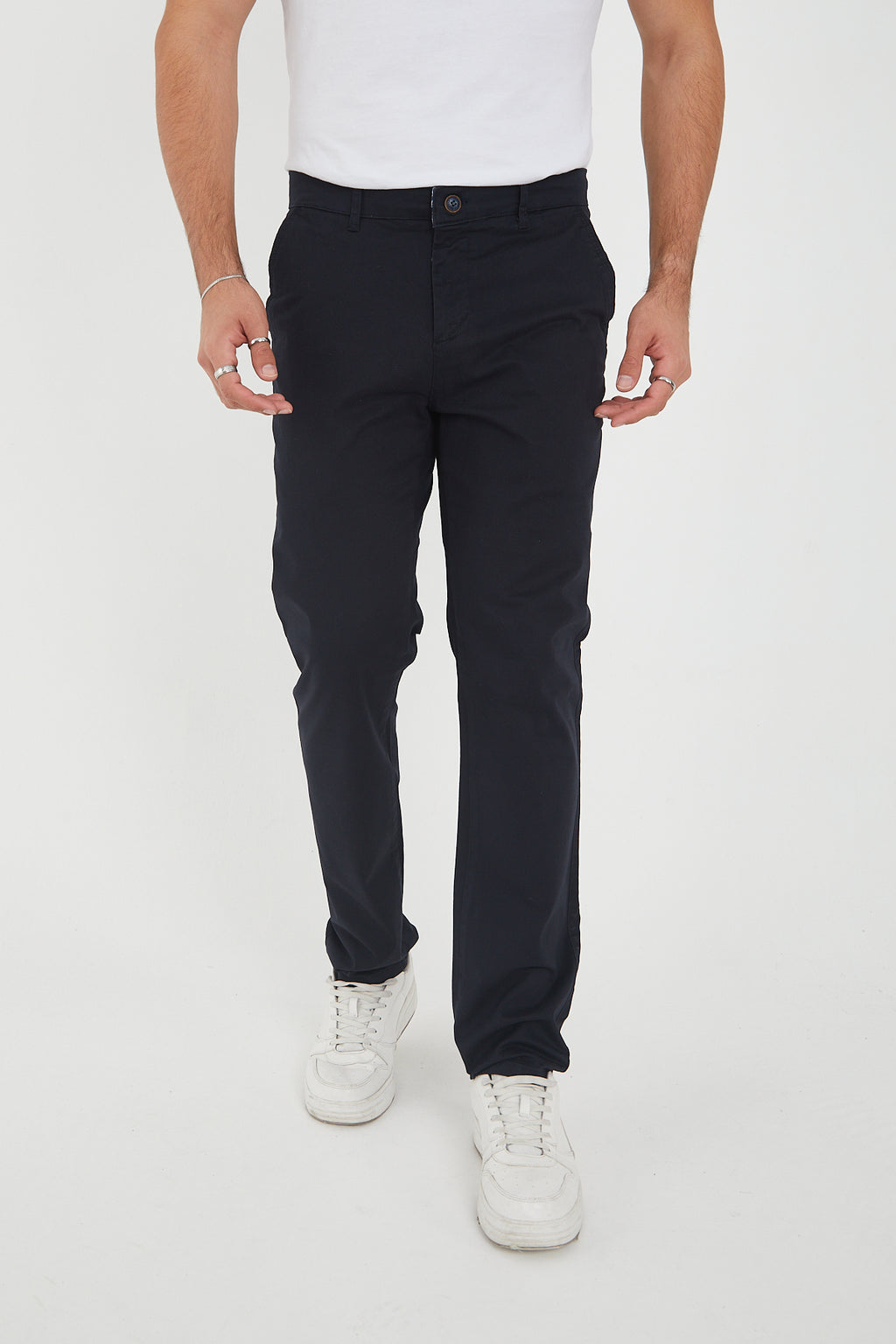 Erkek Kışlık Regular Fit Likralı Gabardin Chino Pantolon - Lacivert