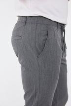 Erkek Kışlık Jogger Slim Fit Bel Yarım Lastikli Kumaş Pantolon - Koyu Gri