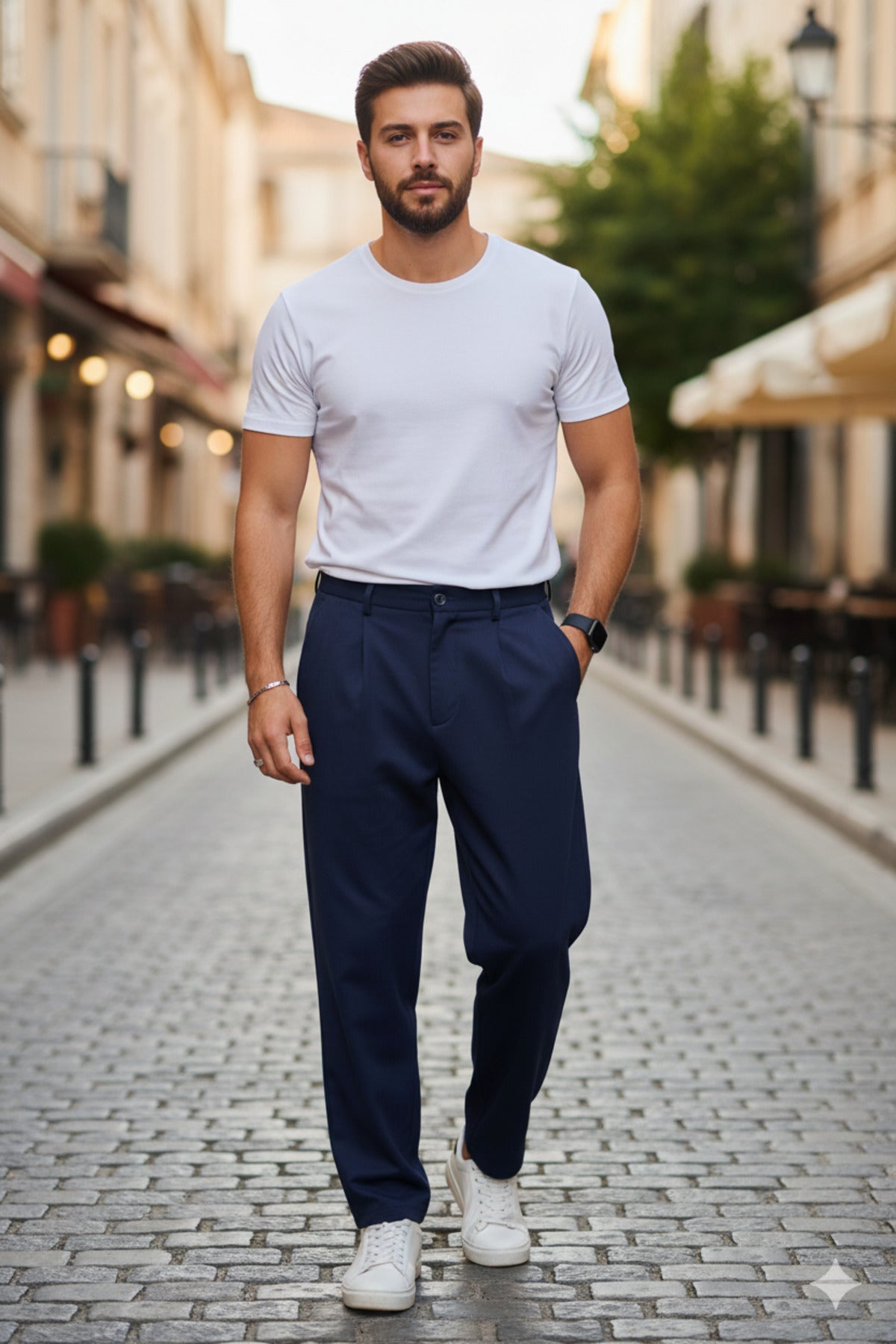 Erkek Kışlık Baggy Likralı Kumaş Pantolon - Lacivert