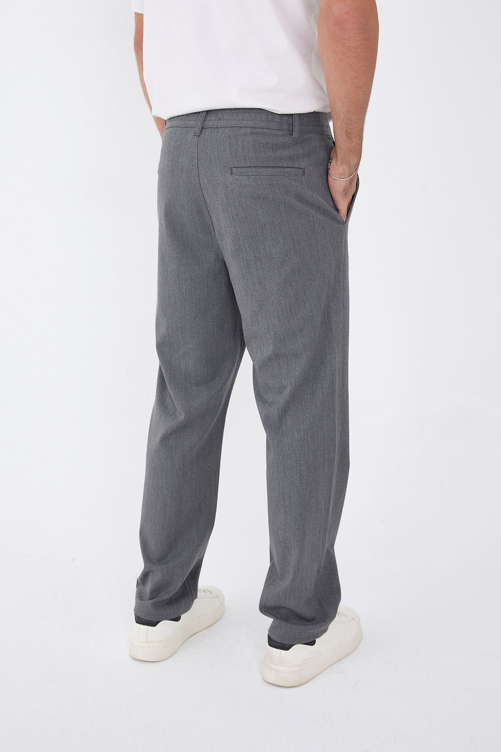 Erkek Kışlık Baggy Likralı Kumaş Pantolon - Koyu Gri