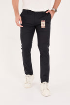 Erkek Slim Fit Dar Kesim Likralı Pamuklu Chino Kanvas Pantolon - Lacivert