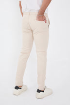 Erkek Mevsimlik Jogger Slim Fit Bel Yarım Lastikli Likralı Keten Pantolon - Taş