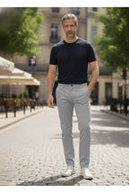 Erkek Kışlık Regular Fit Likralı Gabardin Chino Pantolon - Açık Gri
