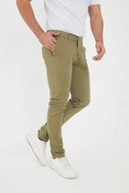 Erkek Kışlık Slim Fit Likralı Chino Pantolon - Haki