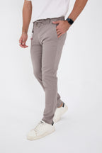 Erkek Mevsimlik Jogger Slim Fit Bel Yarım Lastikli Likralı Keten Pantolon - Gri