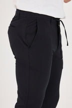 Erkek Gofre Kumaş Likralı Jogger Slim Fit Pantolon - Lacivert