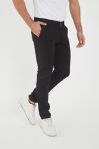 Erkek Kışlık Slim Fit Likralı Chino Pantolon - Siyah